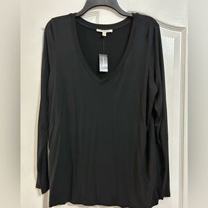 Express Black Long Sleeve V-Neck Top